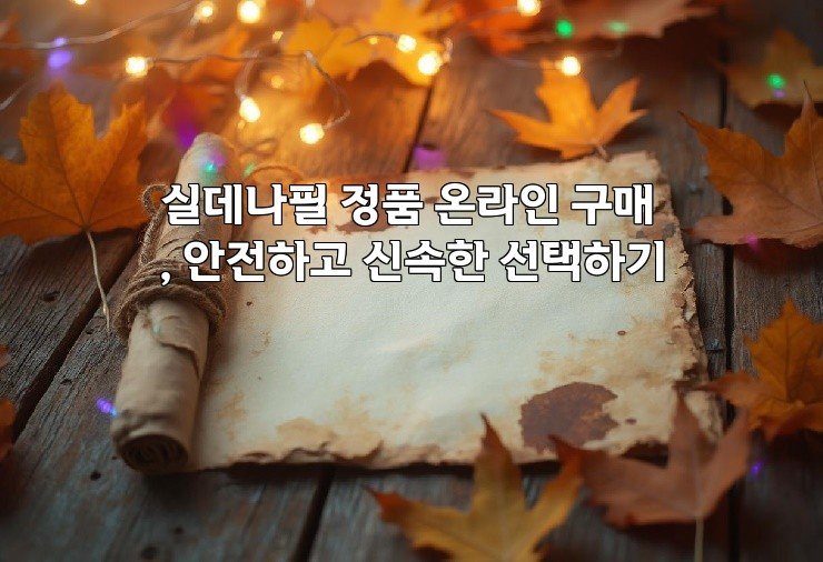 실데나필 정품 온라인 구매, 안전하고 신속한 선택하기